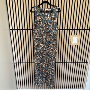Madewell Blue and Brown Floral Sleeveless Maxi Jumpsuit